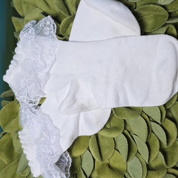 Lace Ruffle Frilly Socks for Women, Lace Ankle Socks with Double Layer Lace - - Picture 5 of 8